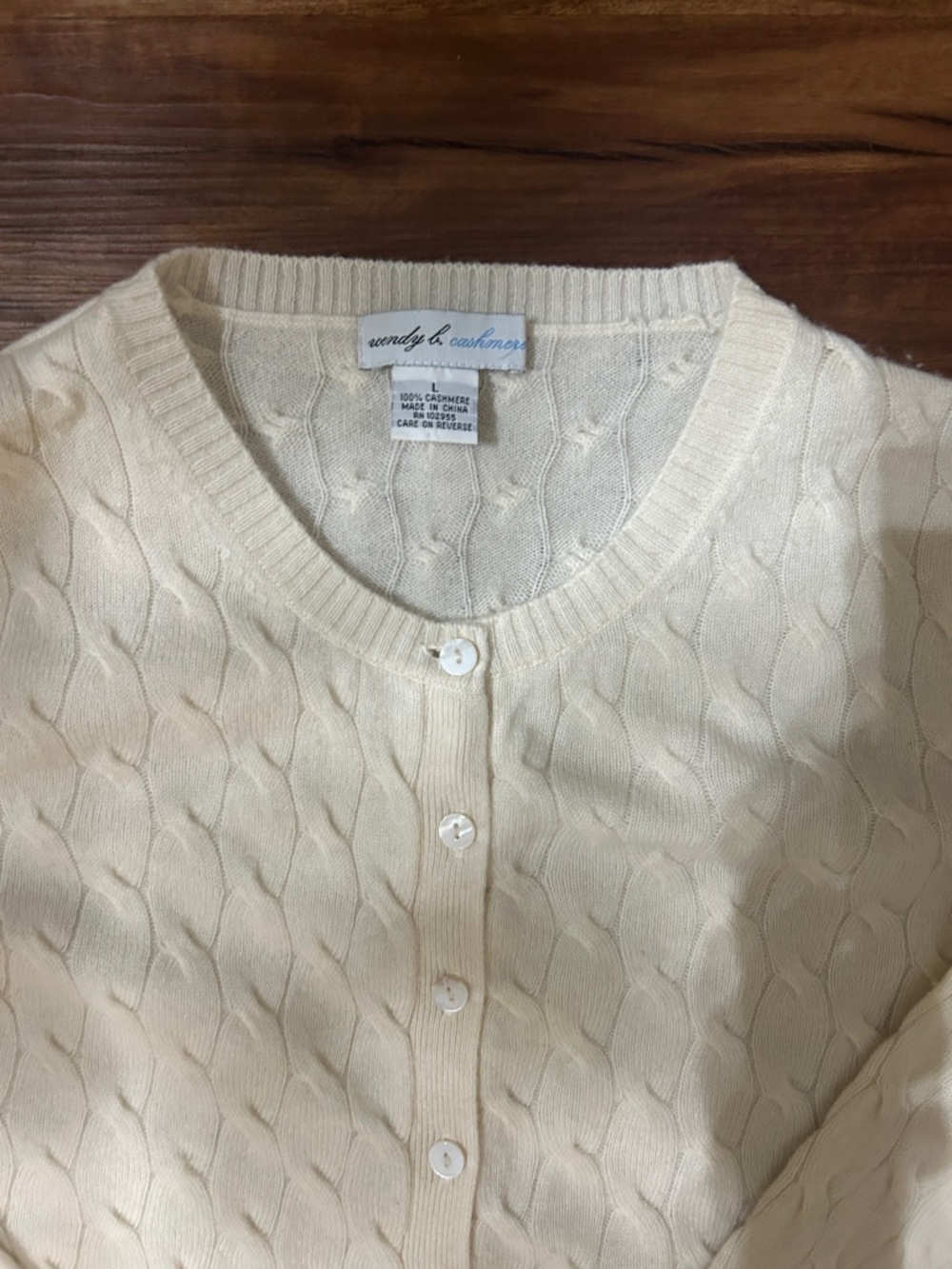 Wendy Bellissimo Ivory Cable-Knit Cashmere Cardigan